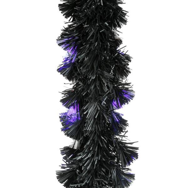 Costway 9 ft. Pre-Lit Christmas Halloween Wreath Garland Black with 50  Purple LED Lights CM23475 - The Home Depot