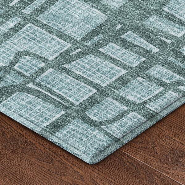 Mayfield Premium Machine Washable Abstract AMF2491 Teal 2 ft. x 3 ft. Accent Rug