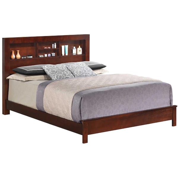 Burlington Cherry Queen Platform Bed with Storage Shelves