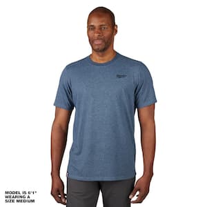 Men's Large Blue Cotton/Polyester Short-Sleeve Hybrid Work T-Shirt