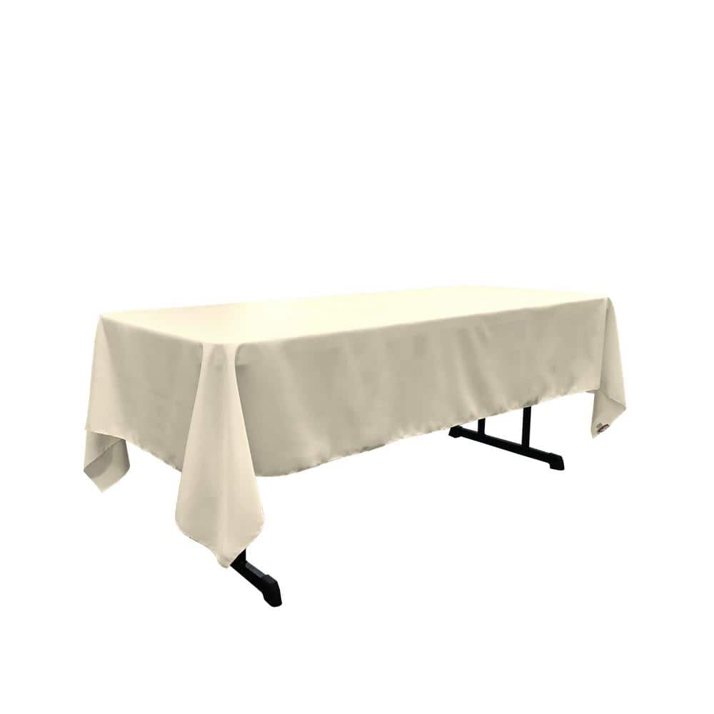 LA Linen Polyester Poplin Rectangular Tablecloth Ivory 60 by 120-Inch