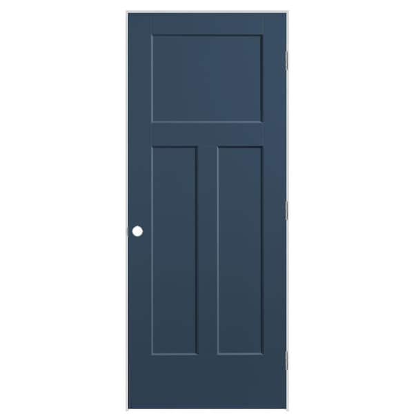 Masonite 32 in. x 80 in. 3-Panel Winslow Left-Hand Solid Core Night Tide Molded Composite Single Prehung Interior Door