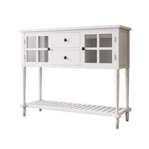 42 in. Wood Rectangle White Sideboard Console Table