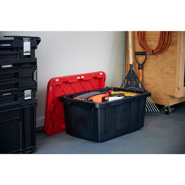 HDX 17 Gal. Tough Storage Tote in Black with Red Lid SW114 - The