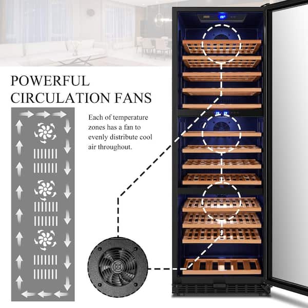 LANBO 23 in. 149-Bottle Stainless Steel Triple Zone Wine