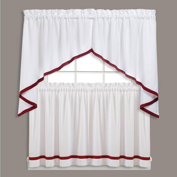 Saturday Knight Kate 28 in. L Polyester Swag Valance Pair in Berry  M7002100028S09 - The Home Depot
