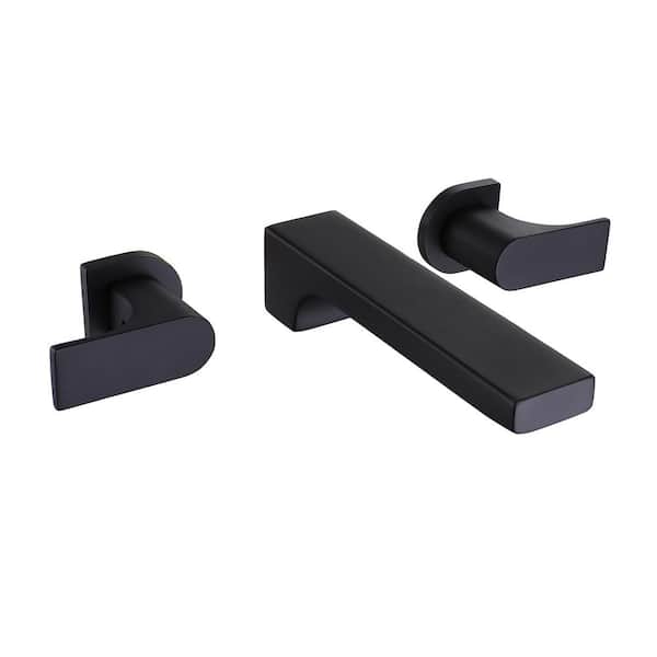 WELLFOR 2-Handle Wall Mounted Faucet in Matte Black