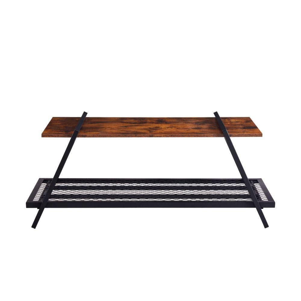45 .27 in. Rustic Brown Rectangle MDF Wood Coffee Table With shelf