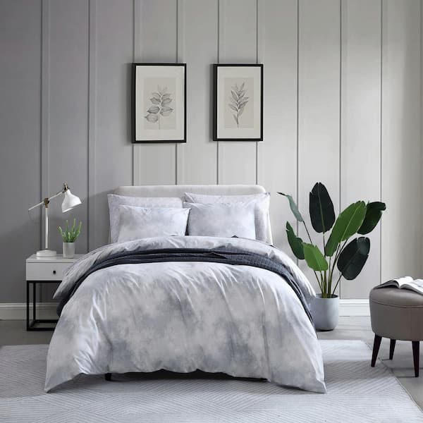 City Scene Koto Clouds 3-Piece Gray Cotton King Comforter Set