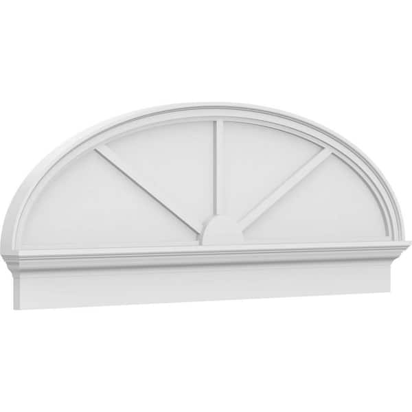 Ekena Millwork 2-3/4 in. x 58 in. x 21-3/8 in. Elliptical 3-Spoke Architectural Grade PVC Combination Pediment Moulding