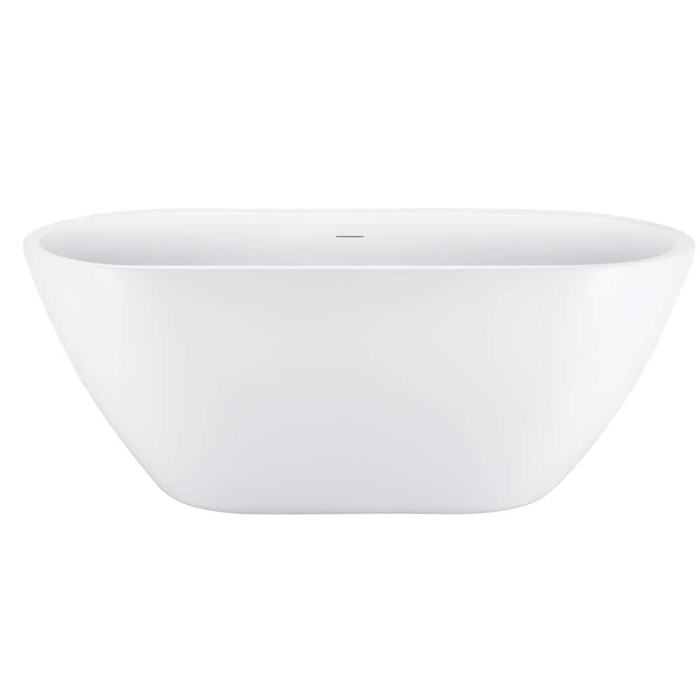 62 in. x 29 in. Soaking Bathtub with Center Drain in Glossy White