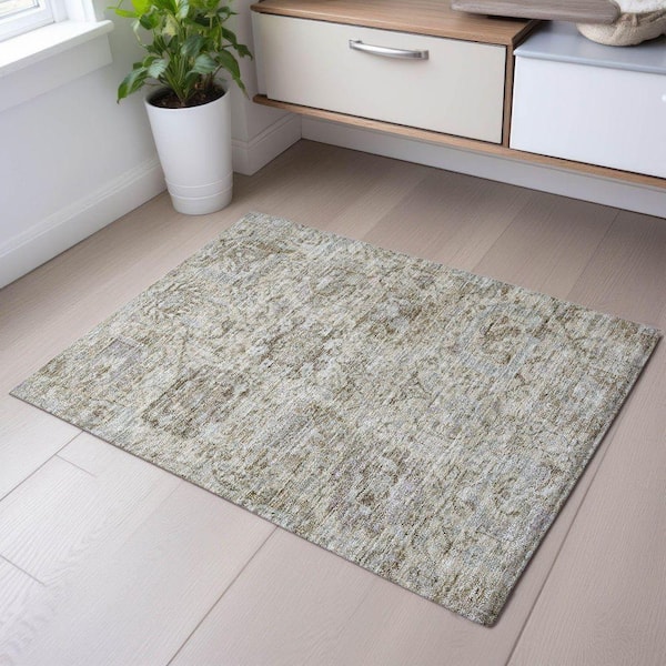 Mayfield Premium Machine Washable Abstract AMF1102 Ivory 2 ft. x 3 ft. Area Rug
