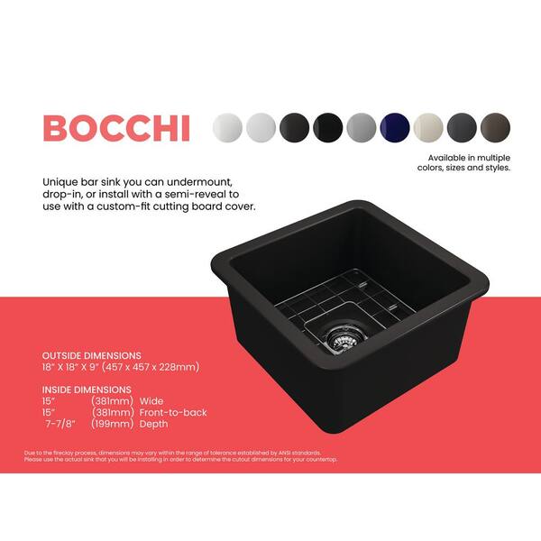 BOCCHI Matte Black Sink Bottom Grid for 18 in. Single Bowl
