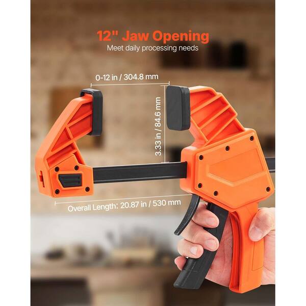 SKYSHALO Bar Clamps for Woodworking, 12 in. 1-Handed Clamp Quick