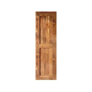 24 in. x 84 in. H-Frame Early American Solid Natural Pine Wood Panel Interior Sliding Barn Door Slab with Frame