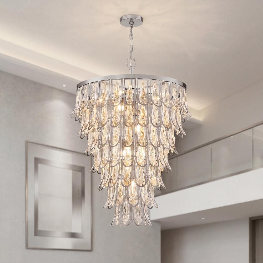 33.5 in.H 12-Light Chrome K9 Crystal Waterfall Chandelier price history on PriceWatchPro