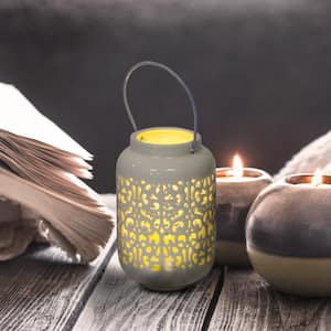 7.5 in. Battery Operated LED Celtic Knot Ceramic Lantern