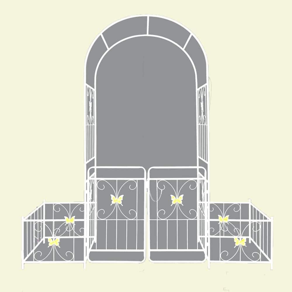 86.6 in. x 79.5 in. White Metal Garden Arbors with Gate Climbing Plants Support Rose Arbor price history on PriceWatchPro