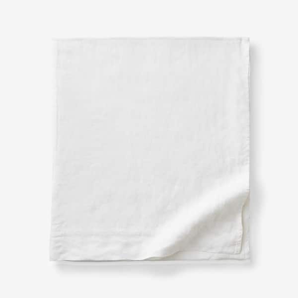 Legends Hotel White Solid Washed Linen Queen Flat Sheet