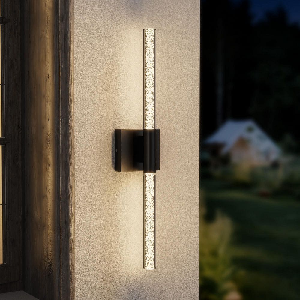 24 in. Black Modern Integrated LED Outdoor Metal Exterior Garage Front Porch Wall Lights Sconces Lighting Fixtures price history on PriceWatchPro