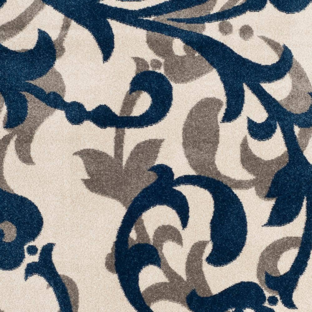 Ivory Floral Bliss 8' x 10' Easy-Care Synthetic Area Rug