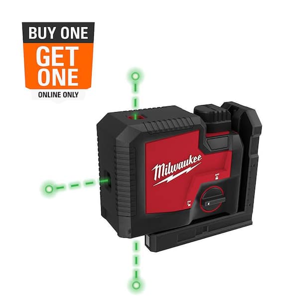 Milwaukee Green 100 ft. 3-Point Rechargeable Laser Level with REDLITHIUM Lithium-Ion USB Battery and Charger