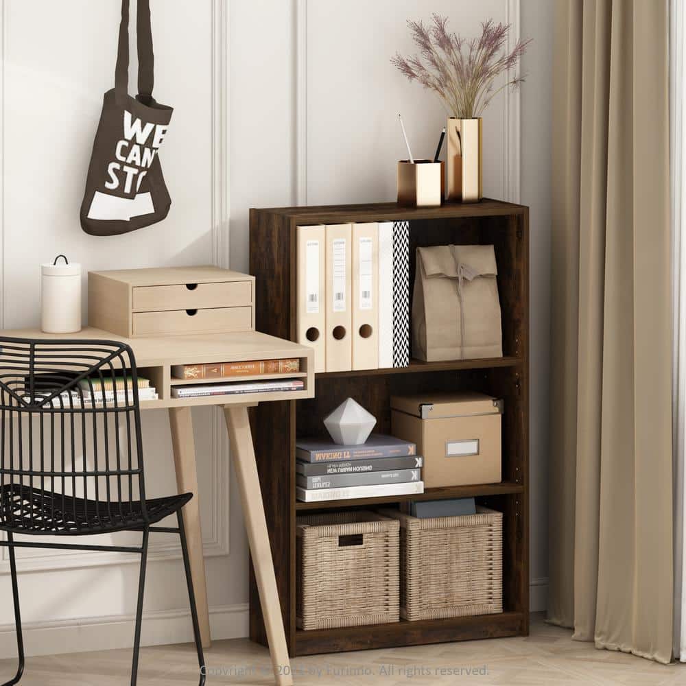 Amber Pine Contemporary 4-Tier Adjustable Wood Bookcase
