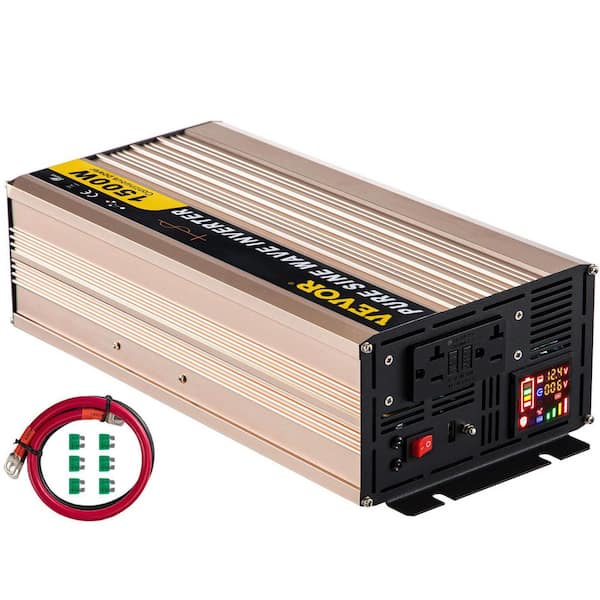 PS1002 GoWISE Power 1000W Pure Sine Wave Inverter 12V DC to 120V AC with 2  AC Outlets + 1 5V USB Port, 2 Battery Cables, and Remote Swi