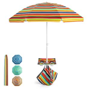 6.5 ft. Patio Portable Beach Adjustable Umbrella with Folding Table and Sandbag Yellow
