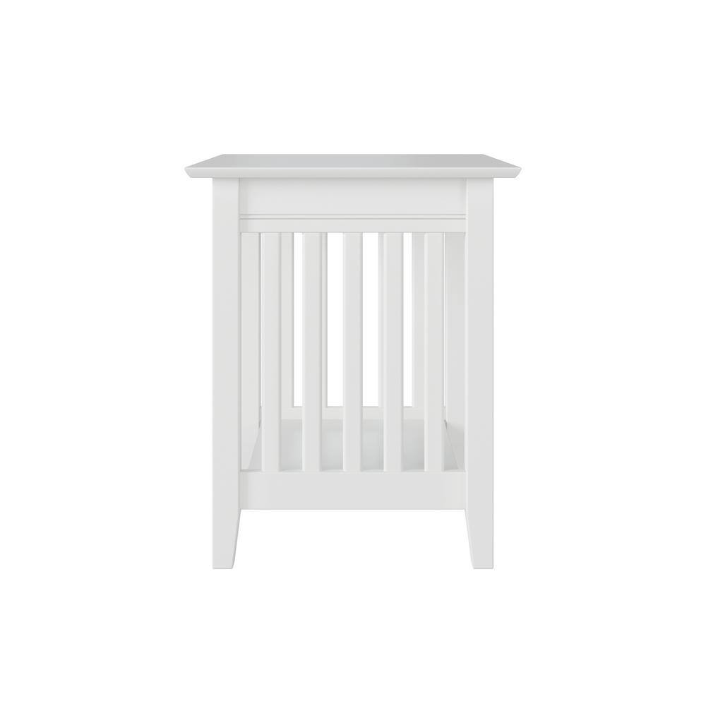White Solid Hardwood Mission Printer Stand with Charger