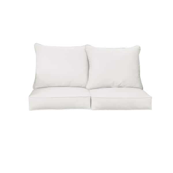 SORRA HOME 23 in. x 23.5 in. x 22 in. 4-Piece Deep Seating Indoor/Outdoor Loveseat Cushion in Sunbrella Canvas Natural