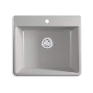 Kennon Neoroc Matte Grey Granite Composite 25 in. 1-Hole Single Bowl Drop-In/Undermount Kitchen Sink