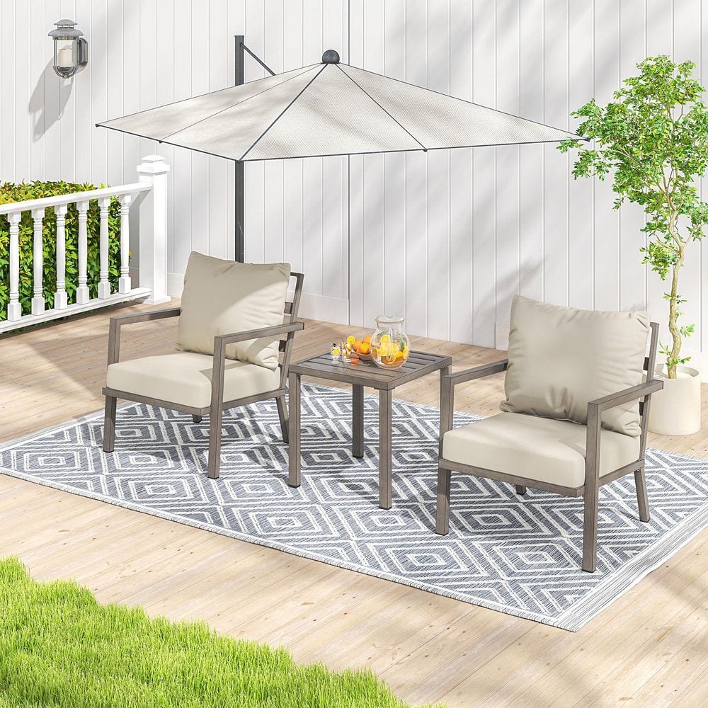 MornLift 3-Piece Aluminum Outdoor Patio Conversation Set with Beige Cushions and Side Table price history on PriceWatchPro