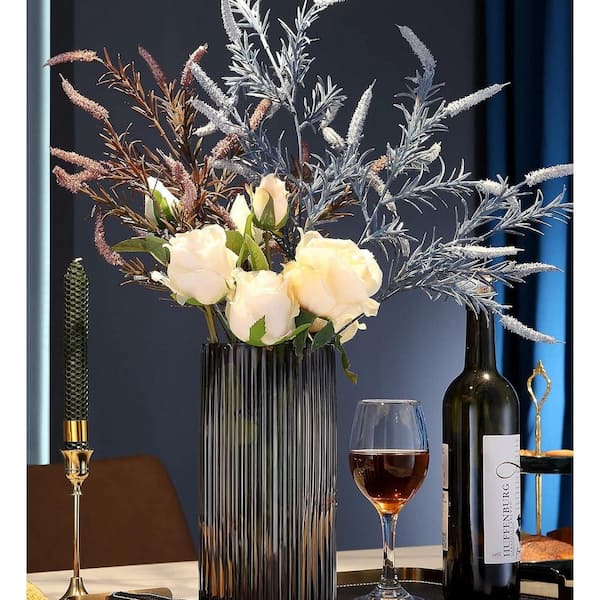 Unbranded 9.8 in. Brown Glass Large Cylinder Decorative Vase