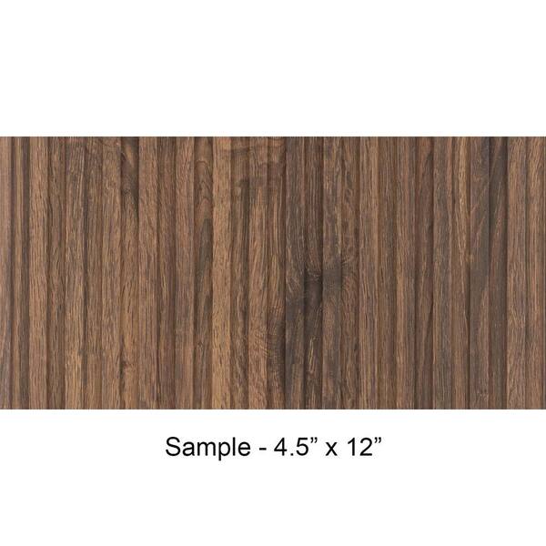 FROM PLAIN TO BEAUTIFUL IN HOURS Take Home Sample - Small Slats 5/16 in. x 0.375 ft. x 1 ft. Brown Glue-Up Foam Wood Wall Panel(1-Piece/Pack)