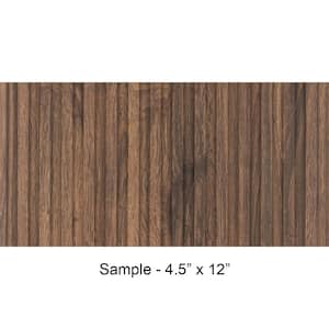 Take Home Sample - Small Slats 5/16 in. x 1 ft. x 0.375 ft. Walnut Glue-Up Foam Wood Slat Walls (1-Piece)