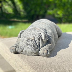 Polyresin Sleeping Bulldog Statue 23 in. L