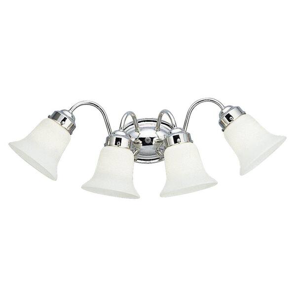 Progress Lighting Opal Glass Collection 4-Light Chrome Bathroom Vanity Light with Glass Shades