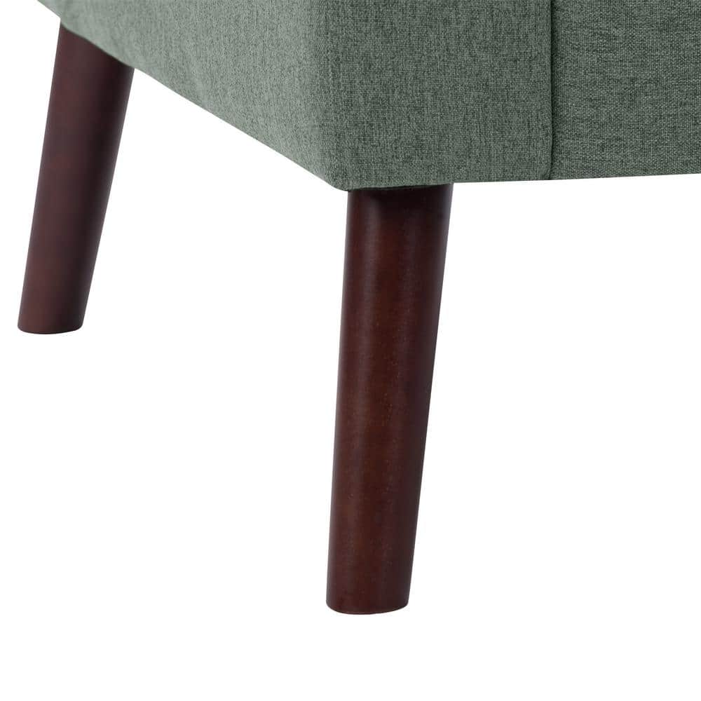 Elwood Modern Green Twill Tufted Accent Chair with Wood Legs