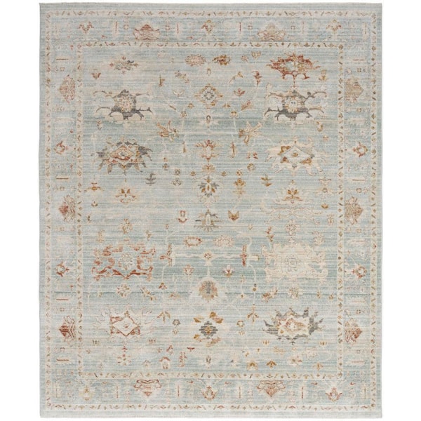 Nourison Traditional Home Light Blue 8 ft. x 10 ft. Distressed Traditional Area Rug