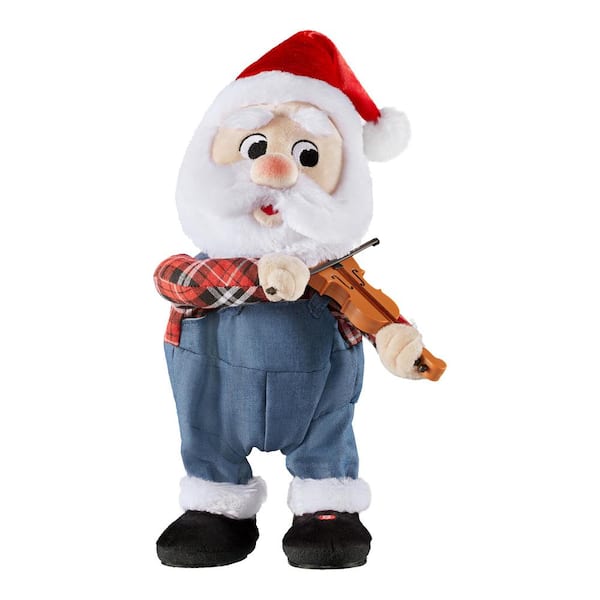 Home Accents Holiday 13.78 in. Animated Country Santa Violin Player Standing Decor