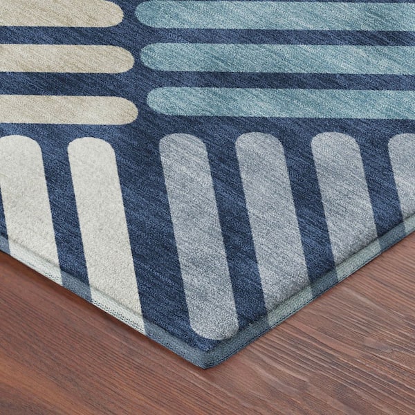 Mayfield Premium Machine Washable Abstract AMF2339 Navy 5 ft. x 7 ft. 6 in. Area Rug