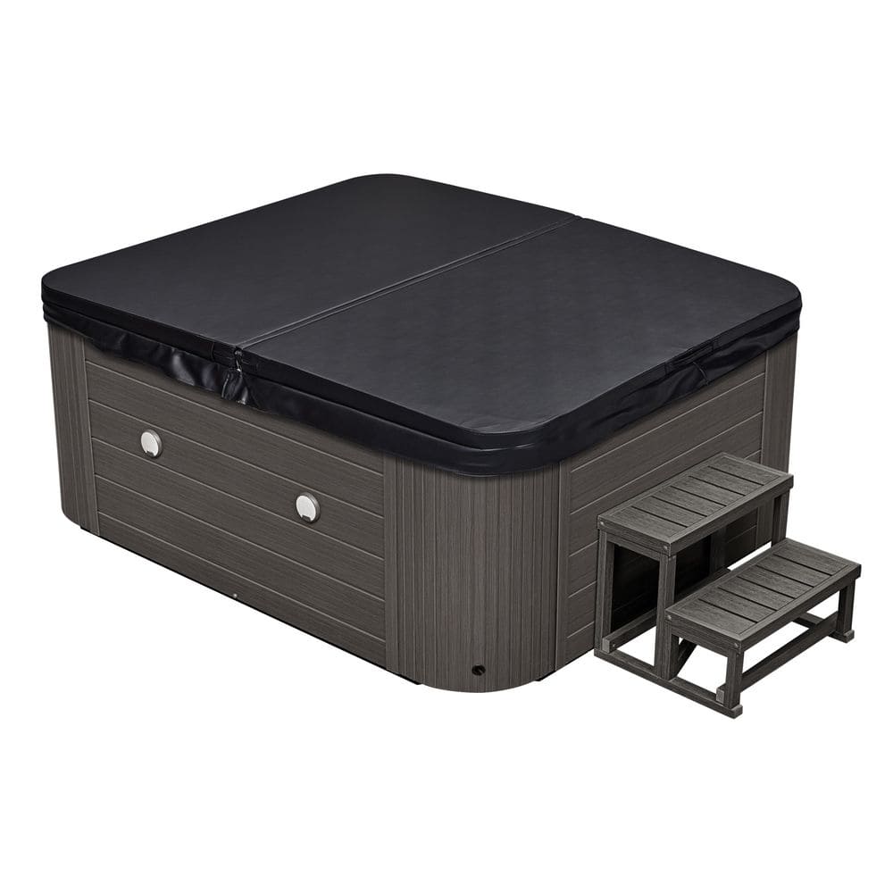 Danika 5-Person Gray Acrylic Rectangle Hot Tub with Jets and LED Lighting