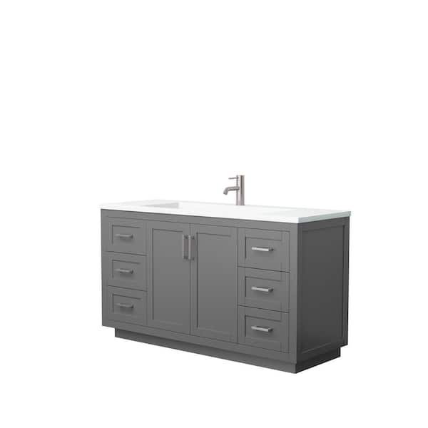 Wyndham Collection Miranda 60 in. W Single Bath Vanity in Dark Gray with Solid Surface Vanity Top in White with White Basin