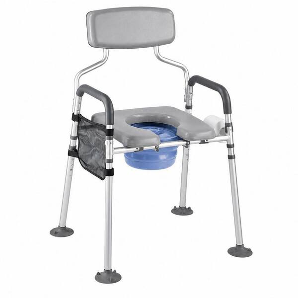 4-in-1 Bedside Commode Raised Toilet Seat, Adjustable Width/Height, 500 lbs, in White