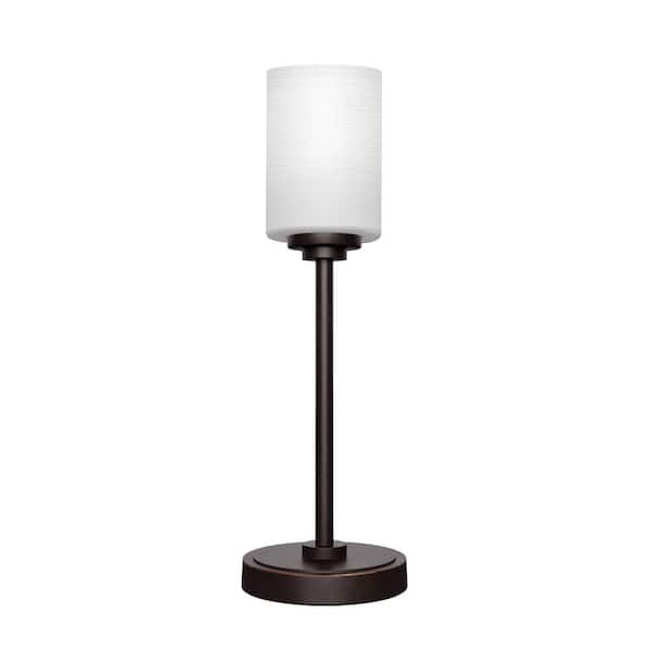 Unbranded Quincy 17.5 in. Dark Granite Accent Lamp with White Matric Glass Shade