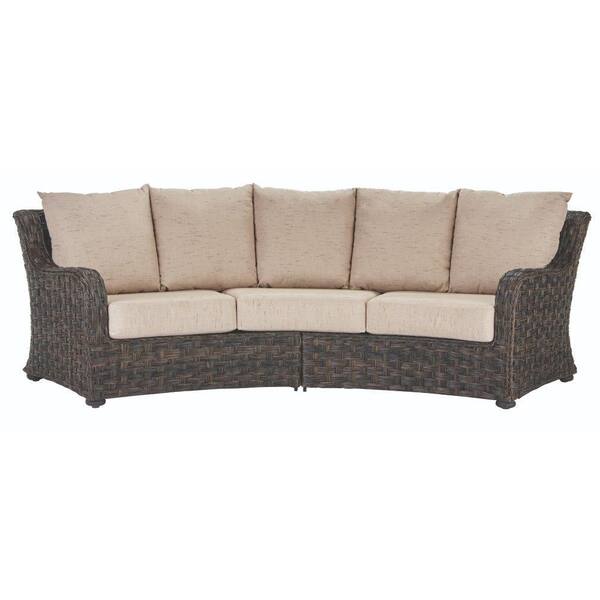 Home Decorators Collection Sunset Point Brown 3-Seater Outdoor Patio Sofa with Sand Cushions