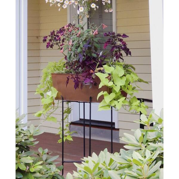 Multi Purpose Iron Outdoor Plant Stand Large Folding Floor Stand, 29.5 in Height, Black Powder Coat Finish