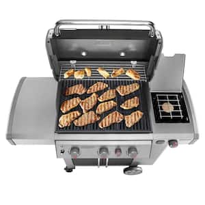 Genesis II E-335 3-Burner Liquid Propane Gas Grill in Deep Ocean Blue with Built-In Thermometer and Side Burner