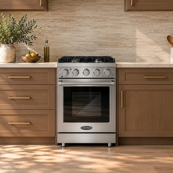 24 in. Haven Collection 3.73 cu. ft. Gas Range with 4 Sealed Burners, Cast Iron Grates, Convection Oven, Stainless Steel